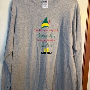 Gildan Gray Christmas Elf Crewneck Sweater